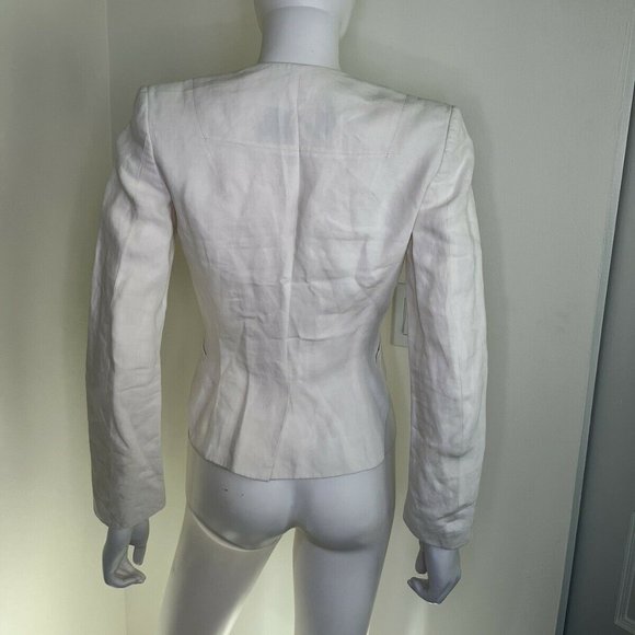 Haider Ackermann White Linen Crop Tuxedo Blazer Jacket - Picture 7 of 11